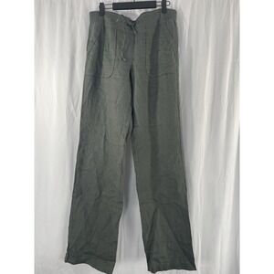 Athleta Women's Olive Green 100% Linen Straight Leg Pants Size 8 Tall